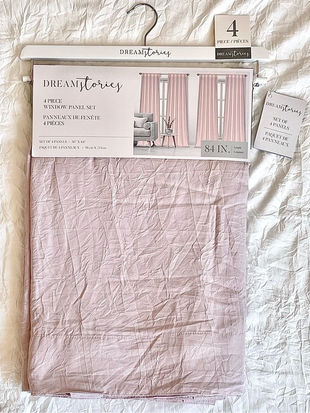 💕NWT Dream Stories 4-Piece Window Panel Drape Set - Maven Peony Pink 36x84”